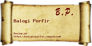 Balogi Porfir névjegykártya